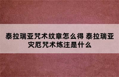 泰拉瑞亚咒术纹章怎么得 泰拉瑞亚灾厄咒术炼注是什么